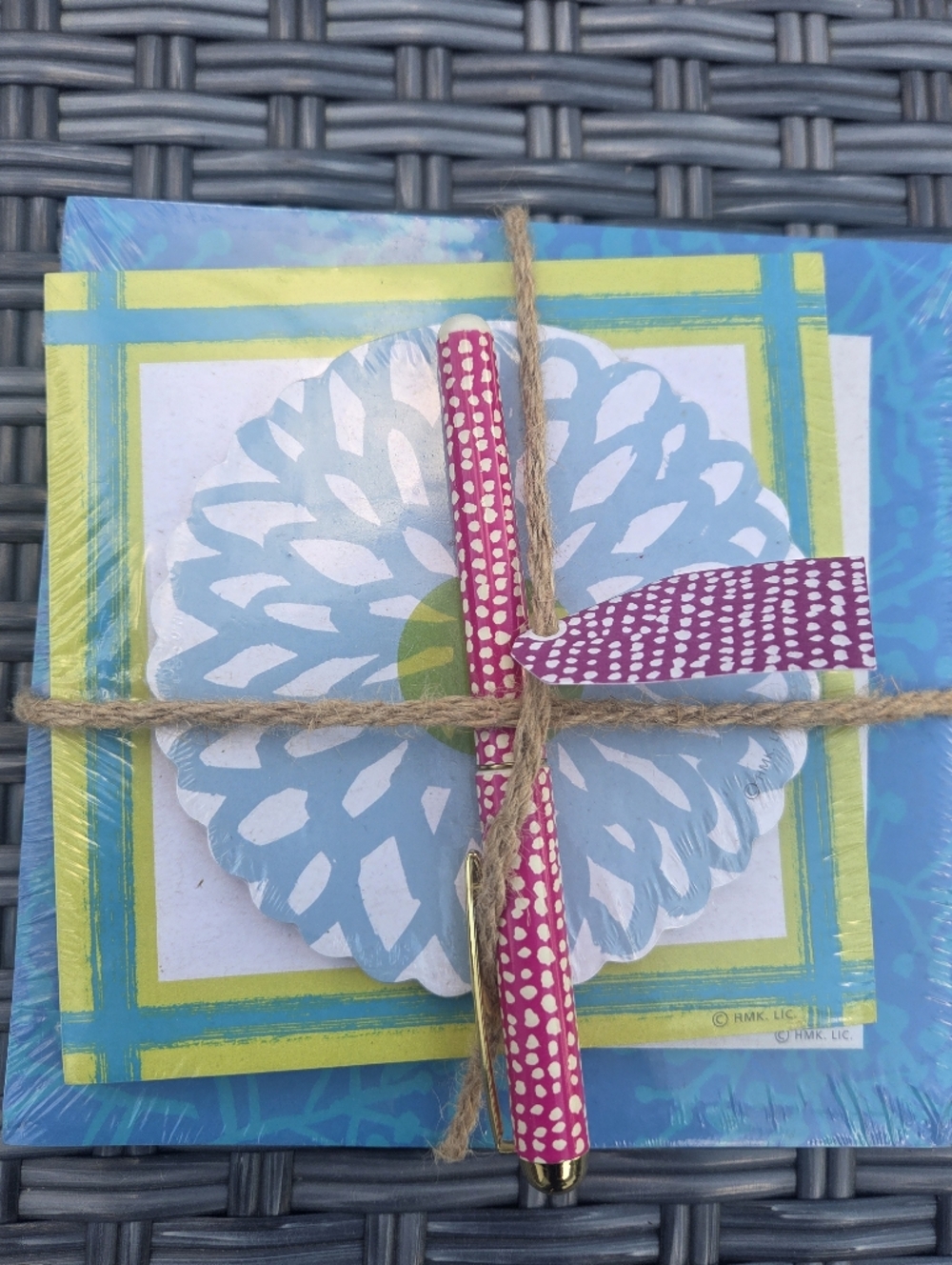 Hallmark Blue, Yellow & Pink Floral Notepad & Polka Dot Pen Set